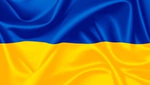 Ukrainian flag. Sanctions on Russia. War in Ukraine